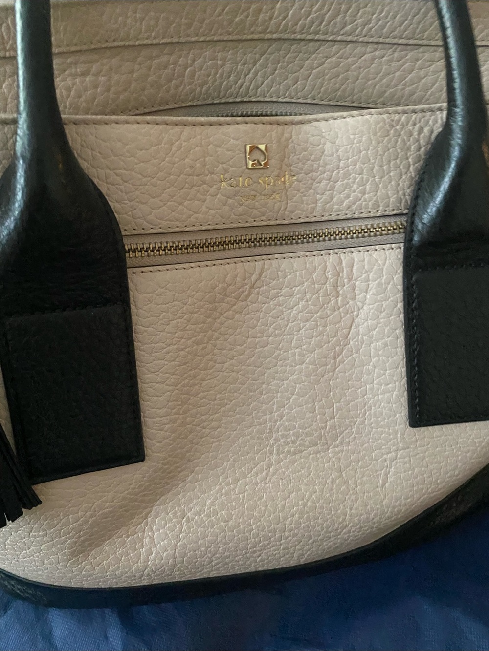 kate spade Two-Tone Black and Cream Leather Shoulder Bag